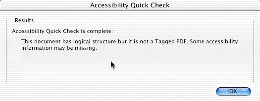 Checking Accessibility To check the Accessibility of a PDF file: 3.