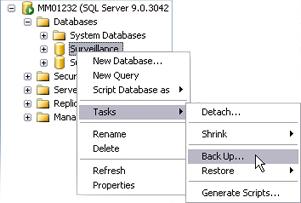 Backing Up the System Configuration The following only applies if you store your XProtect Corporate system s configuration in a SQL Server Express Edition database on the Management Server itself.