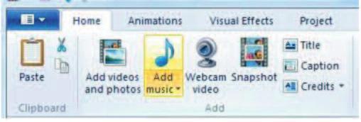 Click on the Music Tools tab at the top of the window to view a range of music editing tools including Fade In / Fade Out,