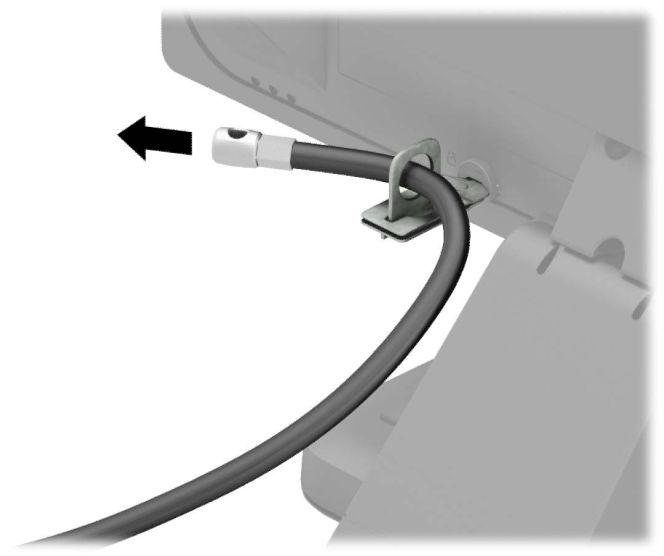 place (2), and then slide the cable guide through the center of the monitor lock (3). 5.