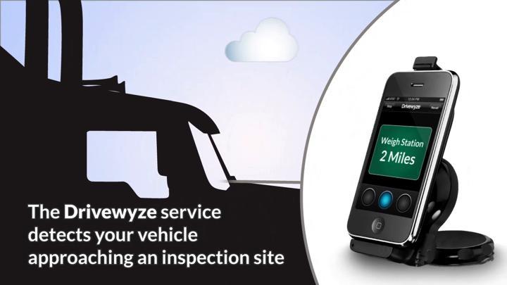 The mobile application will then check the location of the vehicle to determine when the vehicle is approaching a weigh station or inspection site.