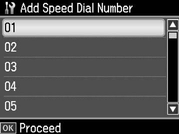 Press l or r to select Printer Setup and Setting up your speed dial list You can create a speed dial list of up to 60 fax numbers so you can quickly select them for faxing.