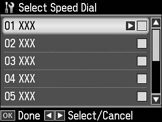 9. Press u or d to select the speed dial entry number that you want to register in the group dial list. English 10.Press r to add the speed dial entry to the group dial.