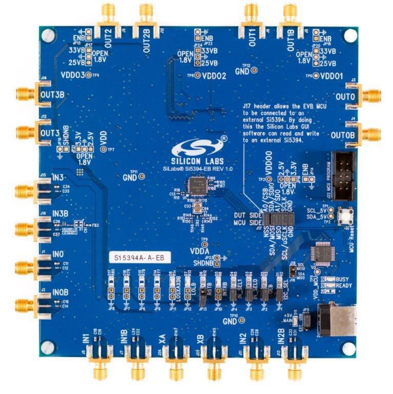 UG334: Si5394 Evaluation Board User's Guide The Si5394 EVB is used for evaluating the Si5394 Any-Frequency, Any-Output, Jitter- Attenuating Clock Multiplier.