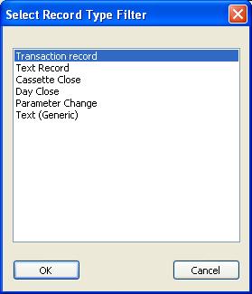 Figure 5 Record Type Filtering Dialog After selected, the application reconstructs the list displaying only records that have the selected record
