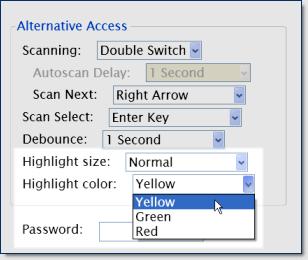 Available for both Single Switch and Double Switch. Highlight size: Select the weight of the highlight border which indicates current choice.