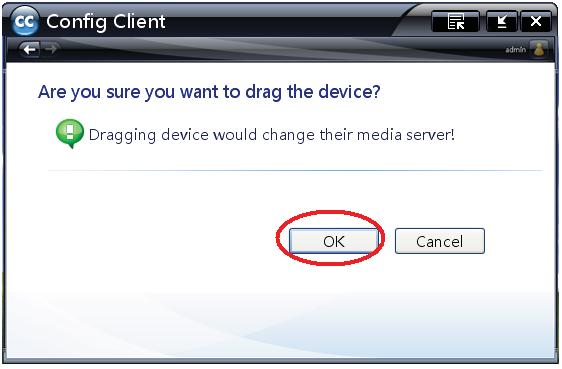 When the cursor becomes a green cross, release the mouse. Now, a dialog box will pop up to ask whether to drag the device.