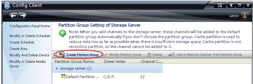 Storage server must be started before setting partition group.