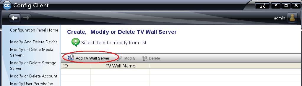 Input the name and password of the TV Wall Server and then click OK button.