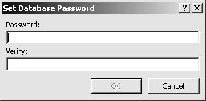 Appendix B: Use a Password When a password is used to open a database, the database is encrypted when the database is closed and decrypted when it is opened.