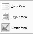 Edit a Form Discussion A form may be edited in one of two views: Layout view Design view Use the tool on the Home tab of the Ribbon to switch between the three main views of a form: A form also may
