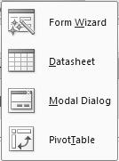 Use the Form Wizard The familiar Form Wizard still is available. To use it: 1.