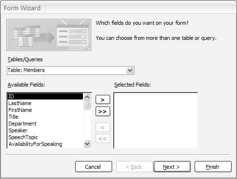On the Create tab, in the Forms group, select the tool. A list of options is displayed. 3. Select.