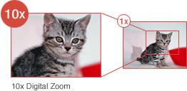 the 10x digital zoom, so you get a clear view of your pet's expression.