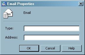 Select the Email tab on the lower panel and then click New. The Email Properties dialog box appears. 4.