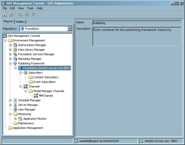 Configuring Channels and Subscribers for SAS Model Manager 43 After the principal's name appears on the permission page, you can set permissions for the principal.