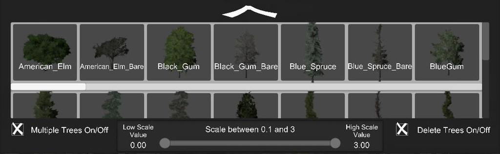 The Tree Placement Tool can be accessed through the Tool Menu. By default it is setup to allow you to place single trees.