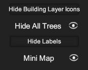 View Menu Hide Building Layers Toggles on/off all the layer icons in the scene created by pressing New Layer from the Create Menu.