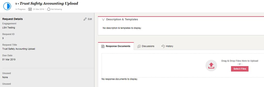 5. Submissions 1. To submit your filing to Trust Safety, you will need to click on the Response Documents tab in the request. 2.