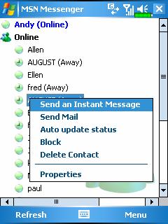 Working with Contacts The MSN Messenger window shows all of your messenger contacts at a glance, divided into Online and Not Online categories.