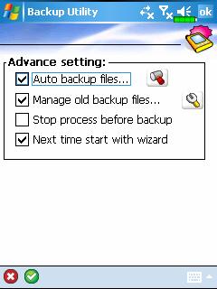 Advanced Settings Options Under the Backup Files screen, tap Advanced settings screen as shown below.