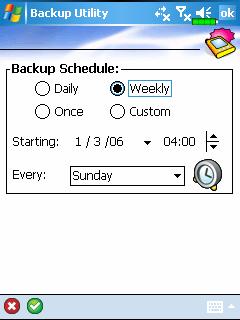 ❷ ❸ ❹ ❷ If you checked Auto backup on schedule, tap to enter the screen shown on the left. Backup frequency.