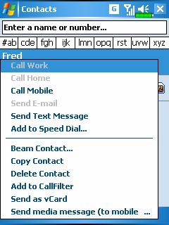 Call from Contacts Phone numbers entered in Contacts can be used to quickly locate phone numbers and make calls. 1. In the contact list, tap and hold the contact to display a pop-up menu. 2.