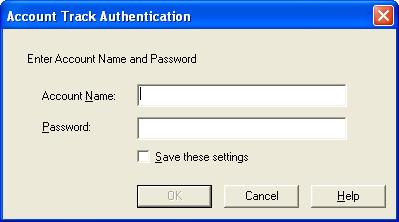 Importing Images 3 3.5 With account track Before the main window appears, the Account Track Authentication dialog box appears.