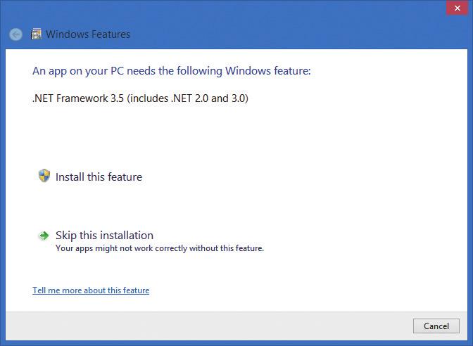 installation begins. 8. After step 7 disappears, an installation window to confirm the.net Framework 3.5 will appear.