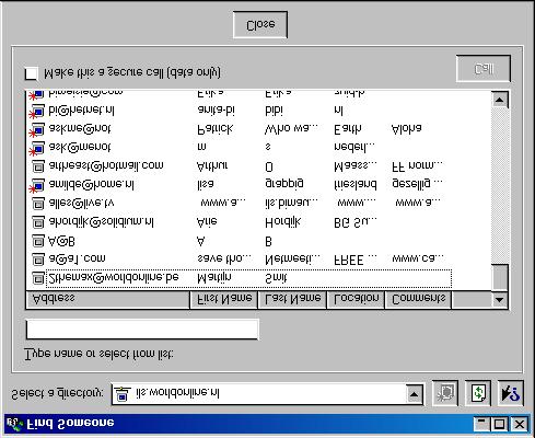 Figure 48: Using Microsoft NetMeeting 13. Double click on a person in the list. A NetMeeting connection will be made now.