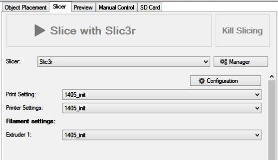 E. Configure Repetier (Final) Now that the slicer software has received an initial configuration we want to tell Repetier to use these configuration details whenever Slic3r is run.