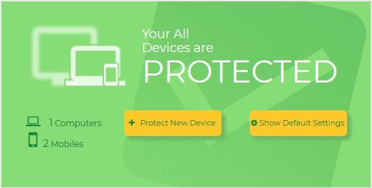 devices are connected to cwatch protection. It also allows you add new networks/devices and view default protection settings.