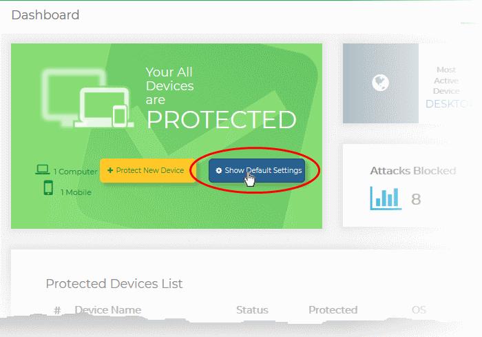 Modify the protection settings as required Click 'Save' to apply your changes. You can also apply these settings to other devices.