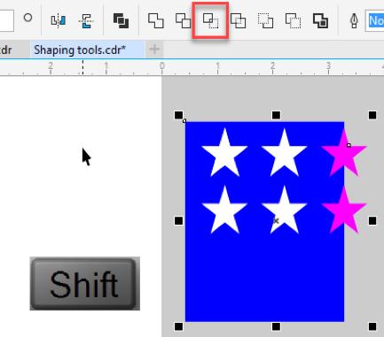 Select the blue shape Select the top star Click the Intersect button in the interactive toolbar Click white on your color palette while