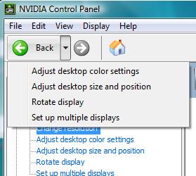 Chapter 02 : Understanding the NVIDIA Control Panel Using the Tool Bar The Toolbar provides quick back and forth navigation between pages.