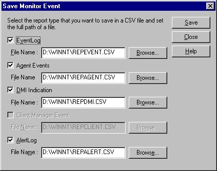4.6.3 Setting of "Save Monitor Event" You can save the monitor event information of AlertManager (including monitoring event, monitoring alert, monitoring indication, trap name, event message,