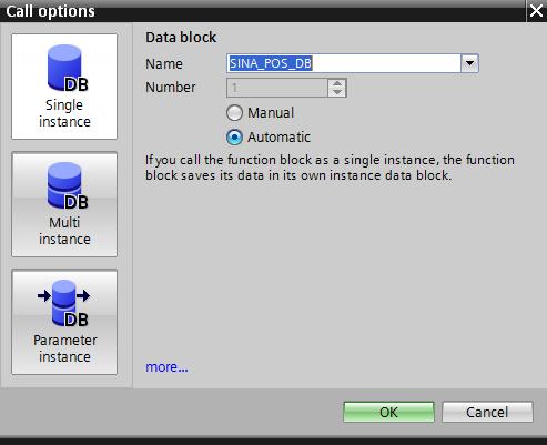 4.3.3 To automatically create the required data blocks, click OK : 4.3.4 Festo strongly advises to enable the Software Limit monitoring by the CMMT.