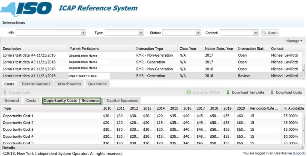 Figure 24: Generator Deactivation Assessment Screen - Opportunity Costs Revenues Figure 25: