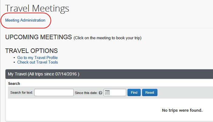 2. Click Meeting Administration to add a new meeting with