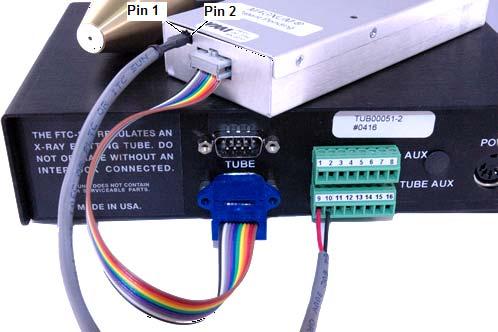 External Power cable Figure 7 the 50kV tube setup example Connect the external power cable to TUBE AUX.
