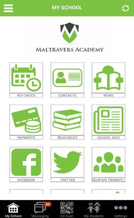 This is your MyEd app home screen. This is the page you will see when you open MyEd. It contains tools and information that the school have put in place for you to access.