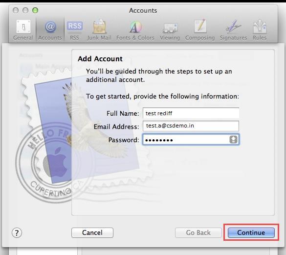 3. In the Mail account provider window, choose the option Other Mail Account.