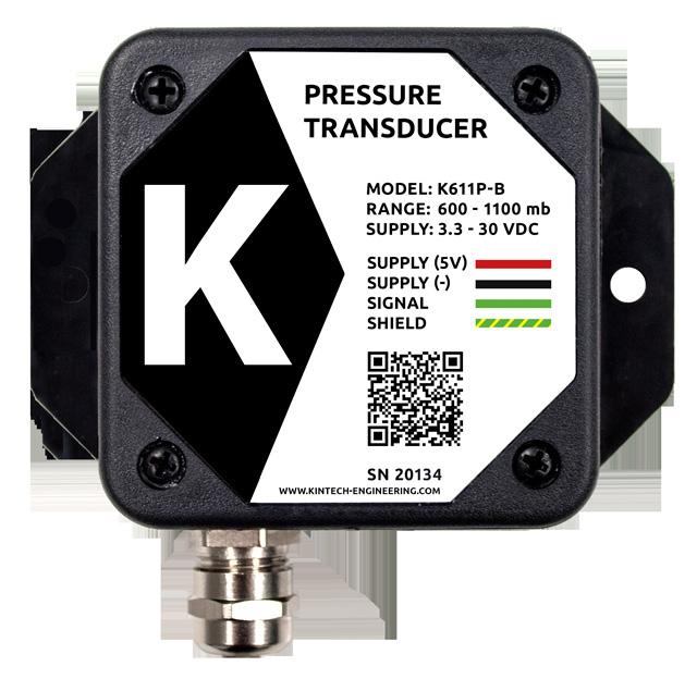 Certified in Brazil by: ORDER - Nº PRESSURE RANGE ELECTRICAL SUPPLY MODEL IN EOL MANAGER K611P-B 600-1100 mbar 5 VDC K611P APPLICATION The K611P-B pressure sensor is a robust compact sensor