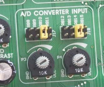 26 A/D CONVERTER TEST INPUTS A/D CONVERTER TEST INPUTS Figure 36 A/D converter test inputs The dspicpro4 development board has two potentiometers for demonstrating the operation of analog-to-digital