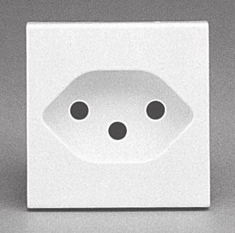 47 Swiss receptacle. White. 10 ampere 2 volt. SEV 1011. 22.5 mm x mm size. 76101x 18 Pg. 47 Swiss receptacle. White. 10 ampere 2 volt. SEV 1011. Type 13 recessed face f use in damp locations.