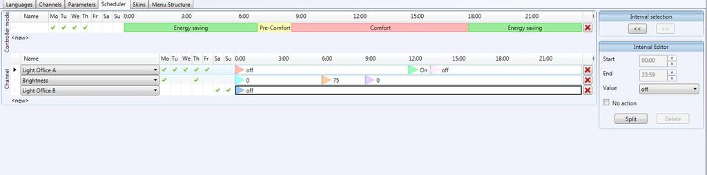 3.10 Time programs The time planner can be used to set time programs for the controller modes and for individual channels.