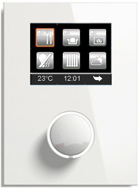 2.2 Contouch Room Controller The multifunctional Contouch display and operating system serves to display the conditions and to operate and control devices in connection with the KNX building bus