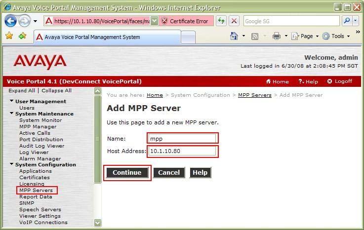 3. To add a new MPP server to process incoming and outgoing calls, click MPP Servers and click Add (not shown).