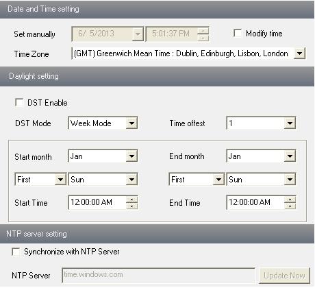 Chaptterr 5 Remotte Conffiigurrattiion 2. Select Modify Time ", user can self-define time. Choose the right "Time Zone" according to user s location. 3.