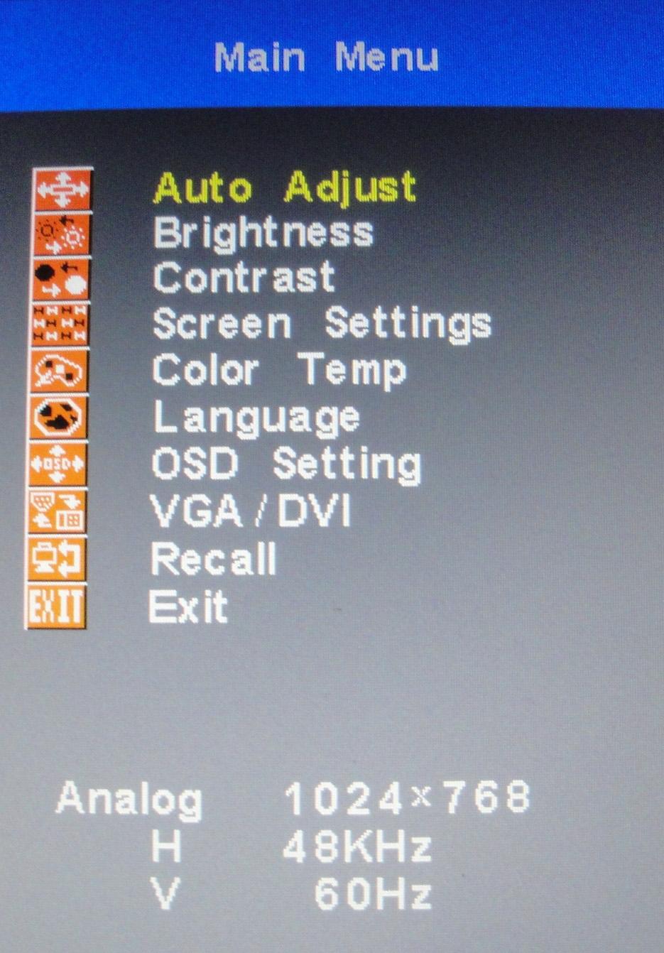 3.1 OSD Functions (IDS-3115 Series) The OSD images of the IDS-3115 display (1024 x 768 resolution) below were selected for illustrative purposes: Buttons Description Power Turn the monitor power ON